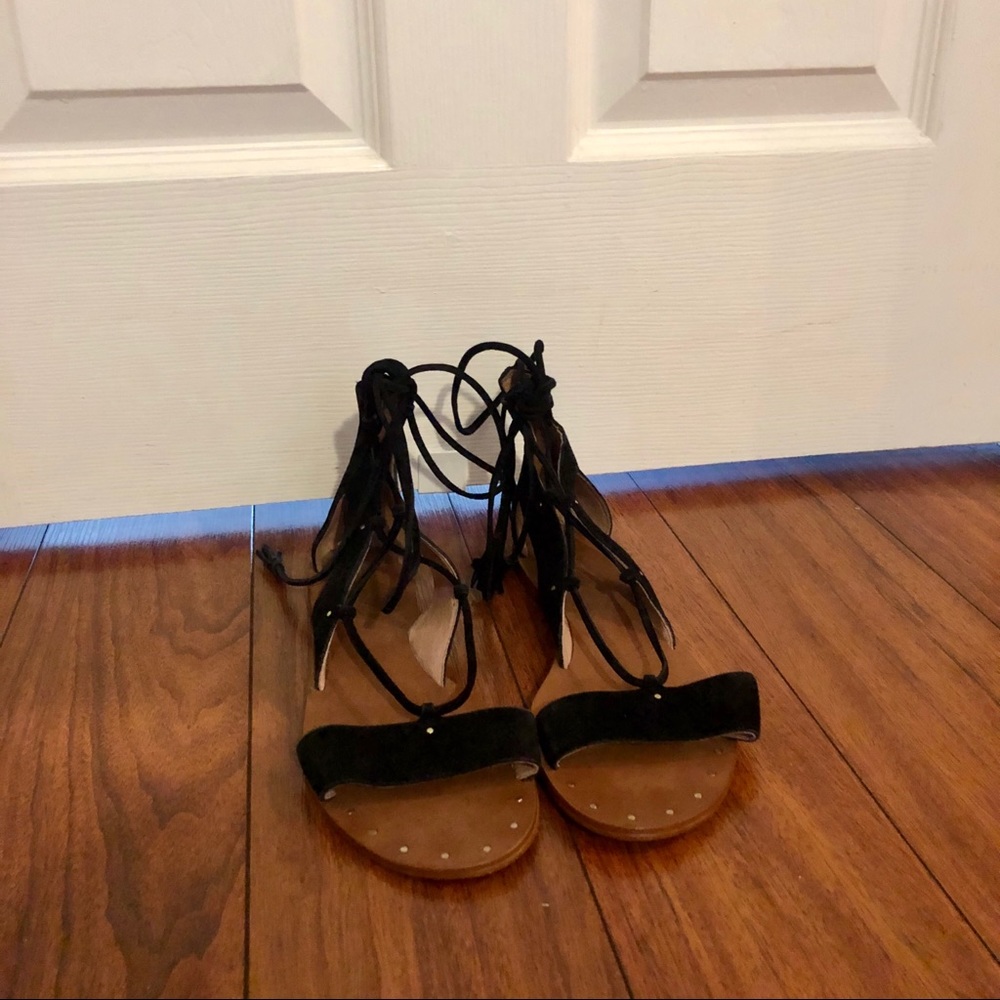 Madewell black suede lace-up sandals